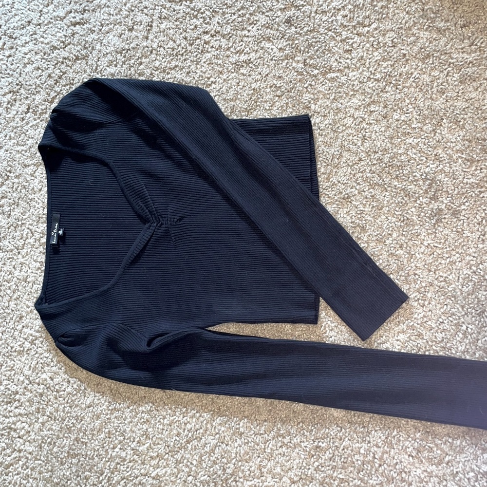 Love tree long-sleeve ribbed crop top